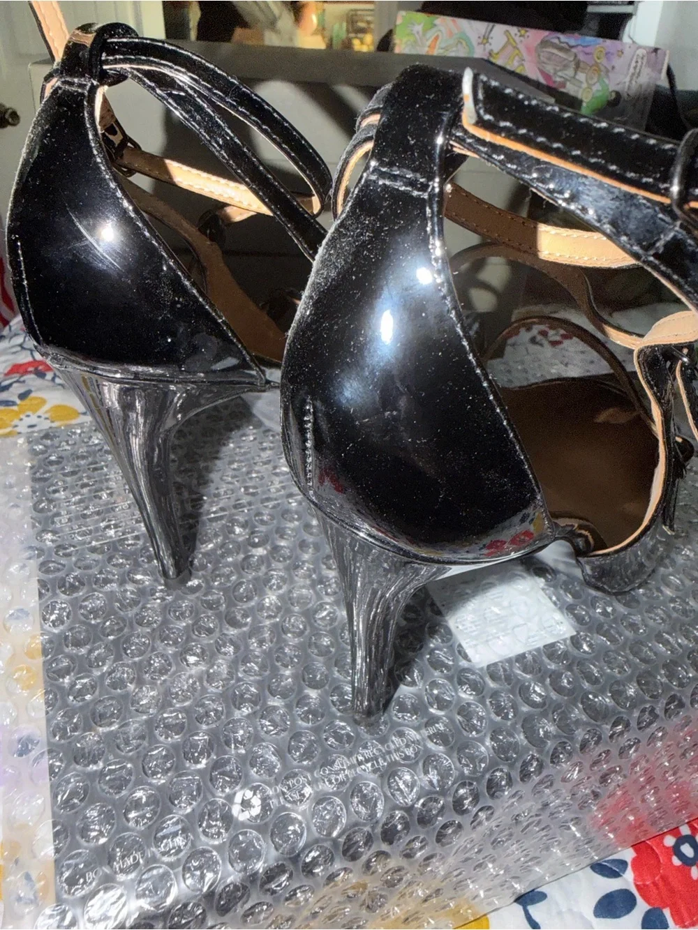 Banana Republic Black Patent Triple-Strap Pointed Heels